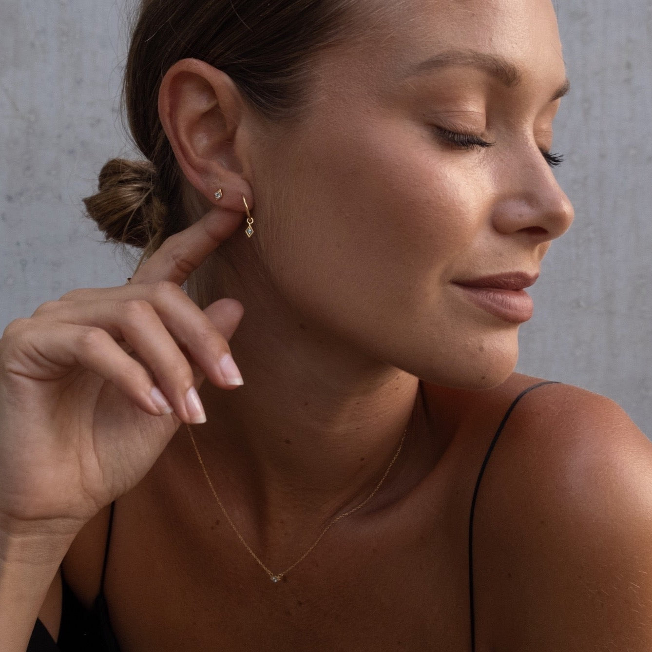 Silk & Steel Jewellery Superfine Keepsake Hoop Black Spinel + Silver