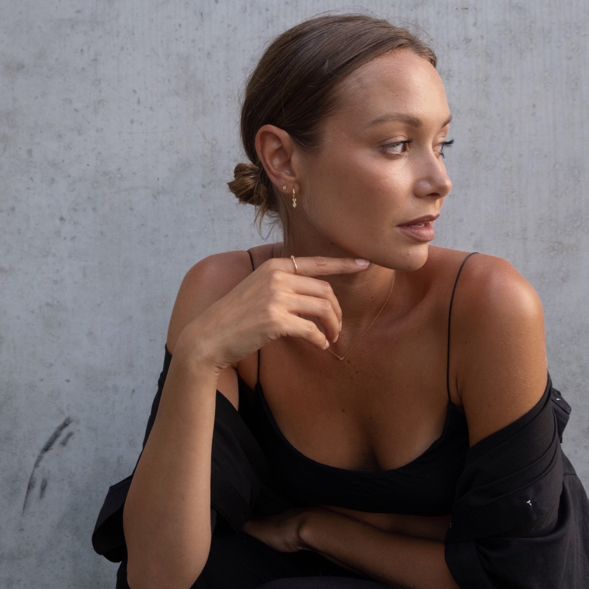 Silk & Steel Jewellery Superfine Keepsake Hoop Black Spinel + Silver