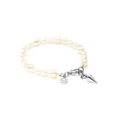 Allure Bracelet in stainless steel with freshwater pearls | Silk & Steel Jewellery