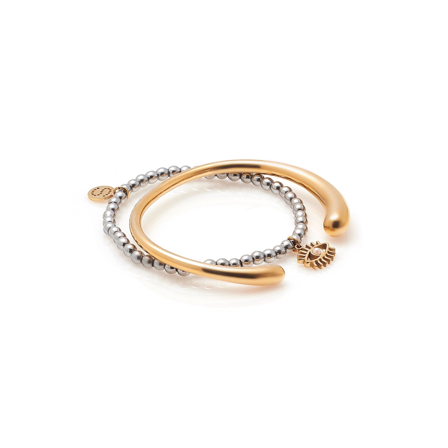 Silk & Steel Aura cuff in 14k gold-plated stainless steel.