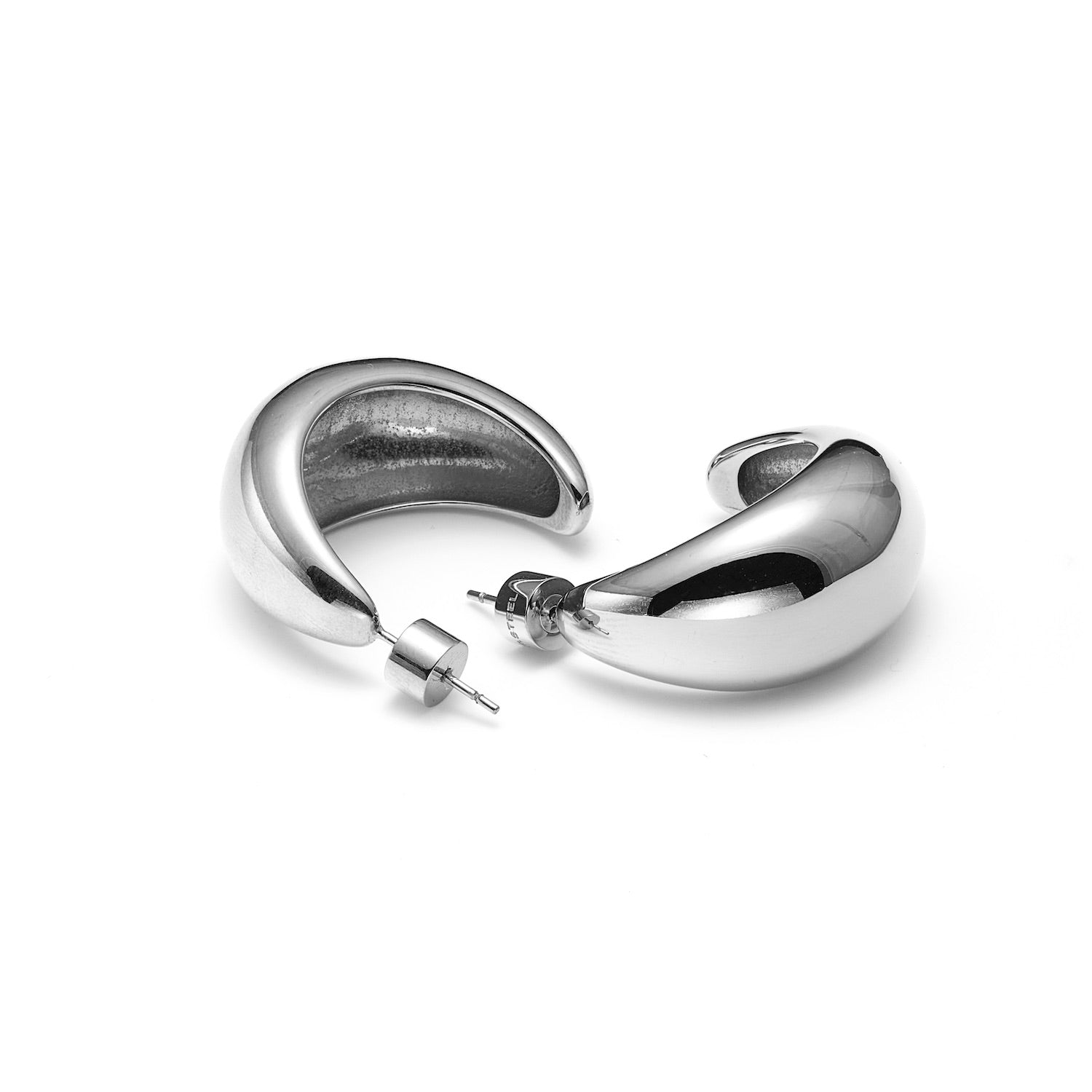 Dynamic Large Hoop Earrings in silver stainless steel | Silk & Steel Jewellery