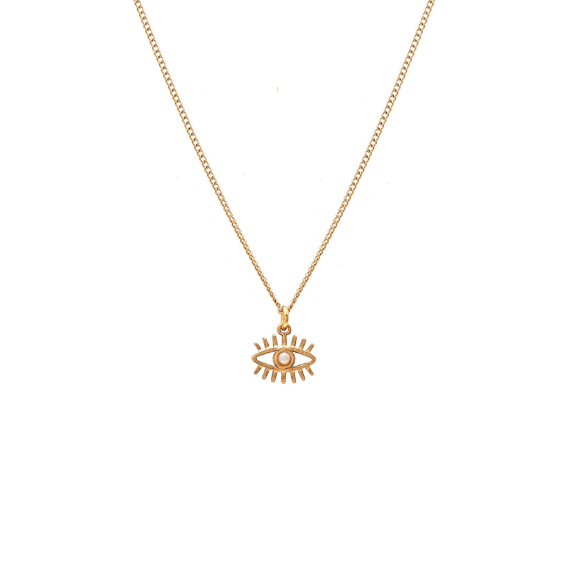 Silk & Steel Guardian necklace with pearl in 14k gold-plated stainless steel.