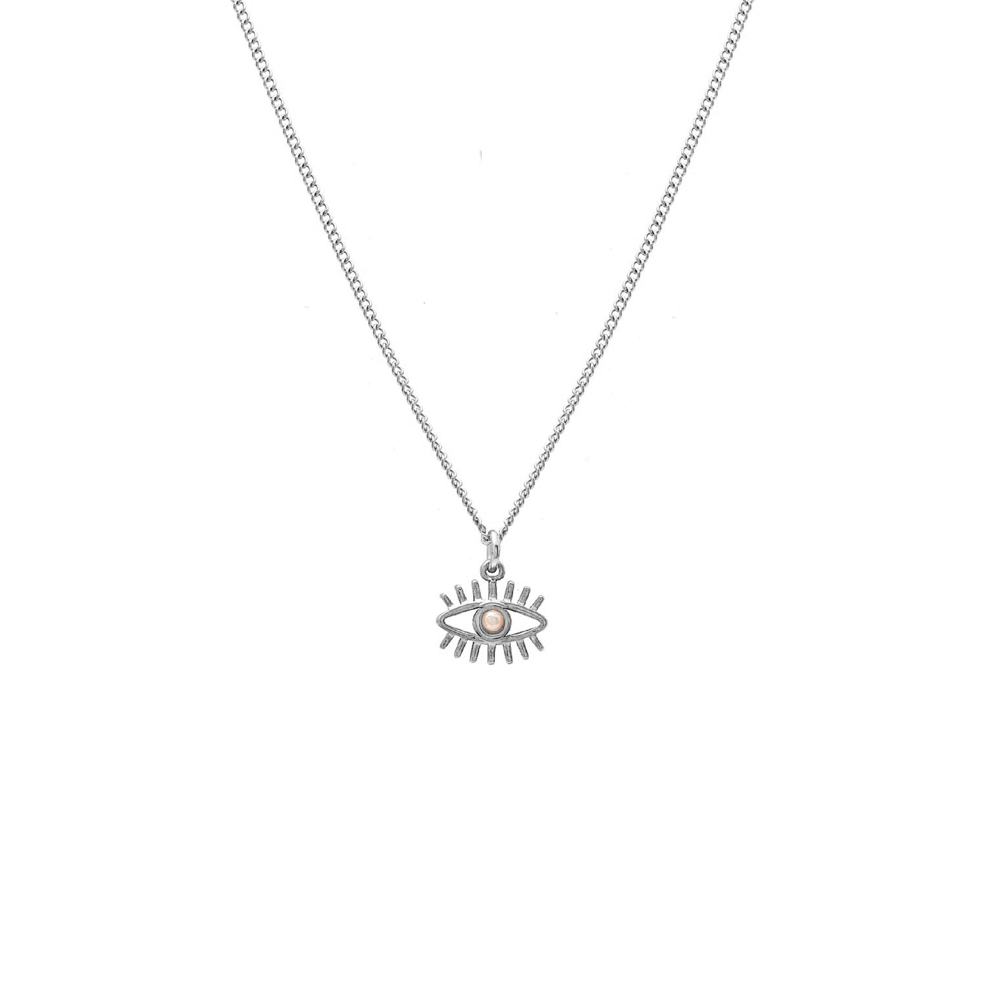 Silk & Steel Guardian necklace with pearl in silver stainless steel.
