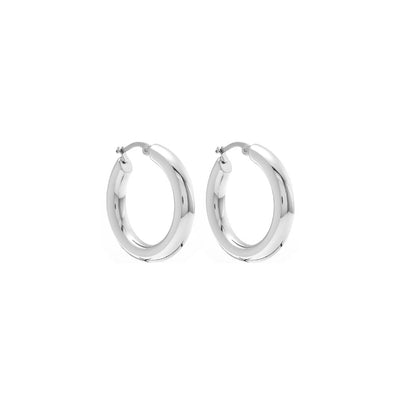 Silk & Steel Halo large hoop earrings in silver stainless steel.