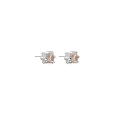 Silk & Steel Harmony stud earrings with rose quartz in rhodium-plated sterling silver.