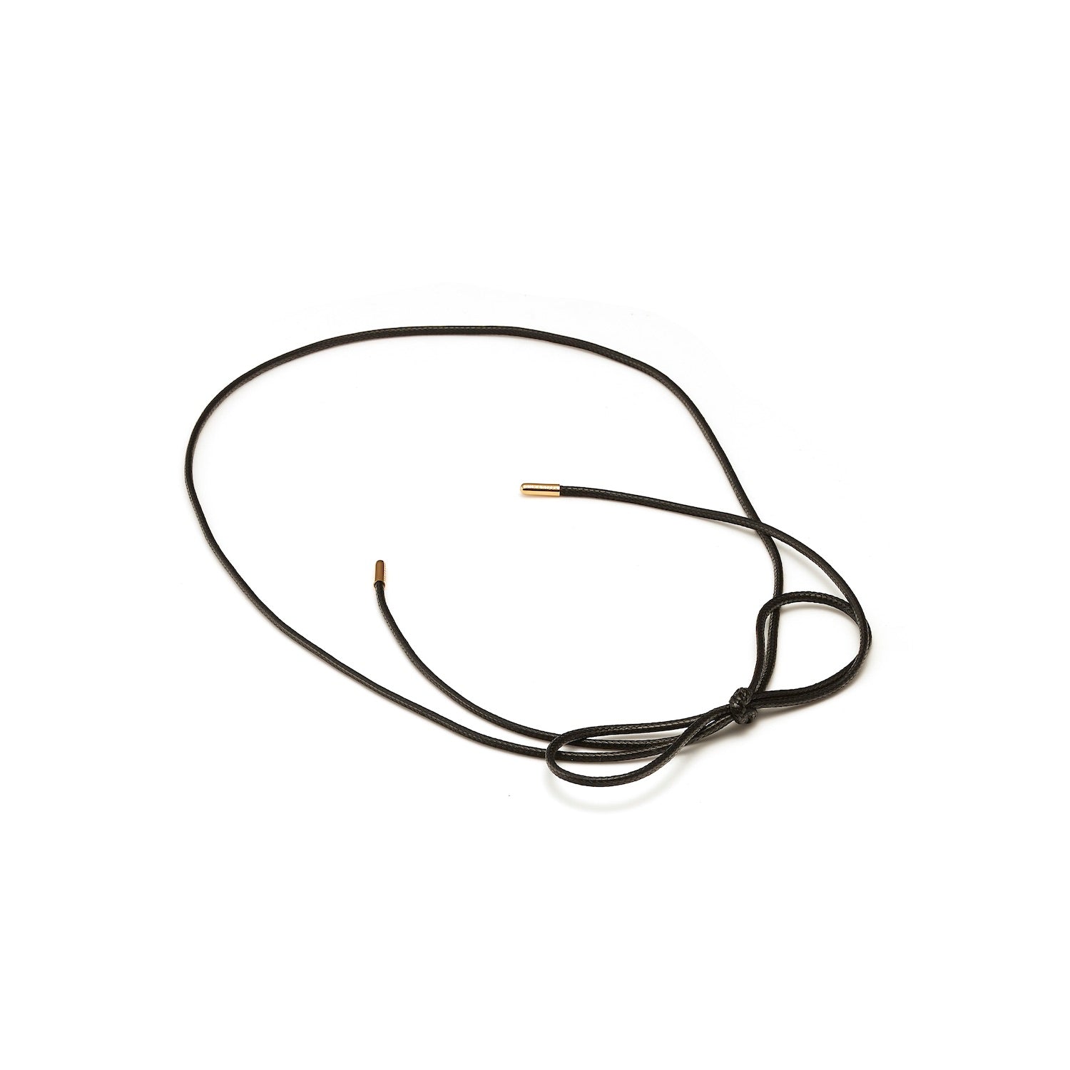Linea Lariat Waxed Black Cord Necklace with 14k gold-plated stainless steel cap