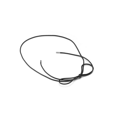 Linea Lariat Wax Black Cord Necklace with  stainless steel cap