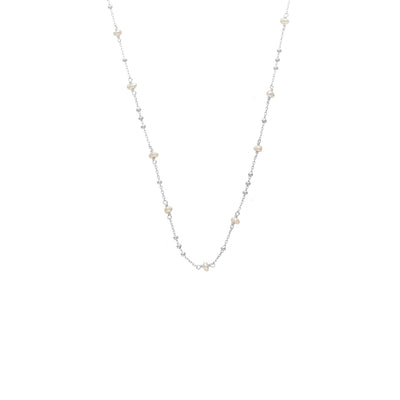 Superfine Dotty Necklace in Sterling Silver with Freshwater Pearls| Silk & Steel Jewellery