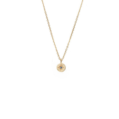 Superfine Petite North Star Necklace in 14k gold-plated Sterling Silver with Blue Sapphire | Silk & Steel Jewellery