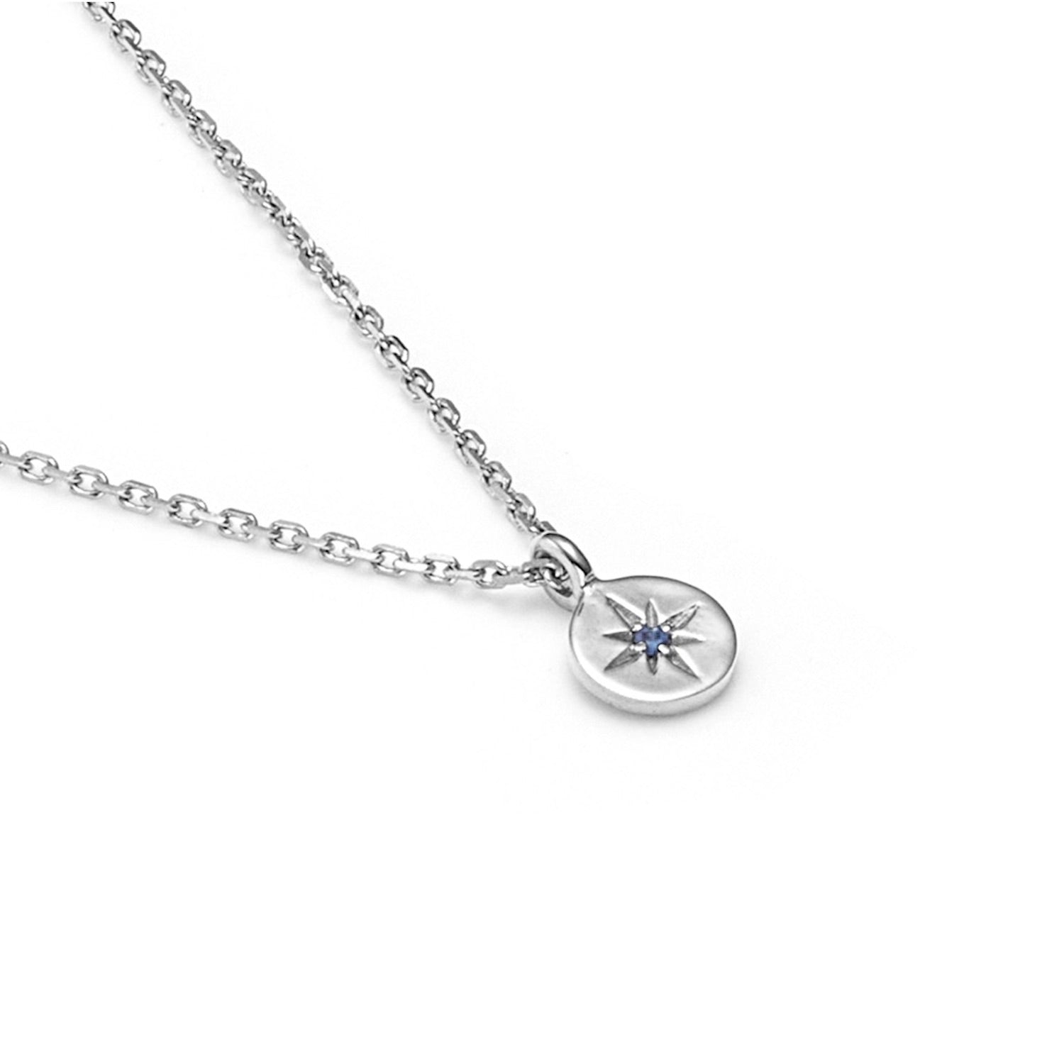 Superfine Petite North Star Necklace in Sterling Silver with Blue Sapphire | Silk & Steel Jewellery