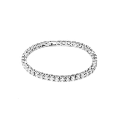 Tennis Bracelet in silver stainless steel set with Clear Cubic Zirconias | Silk & Steel Jewellery