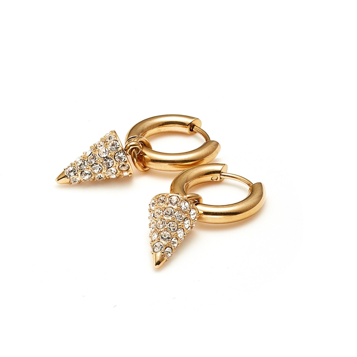 Voltage Hoop Earrings in 14k gold-plated stainless steel with Cubic Zirconias | Silk & Steel Jewellery