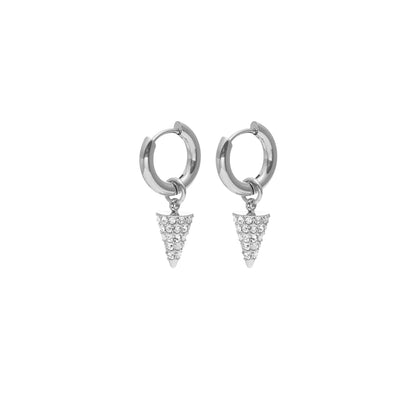 Voltage Hoop Earrings in silver stainless steel with Cubic Zirconias | Silk & Steel Jewellery