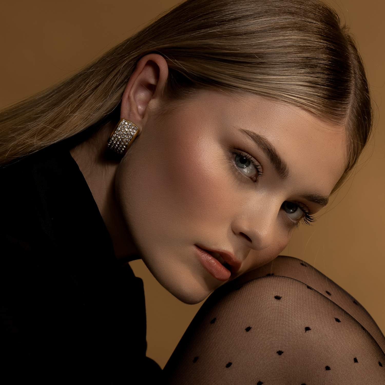 Silk & Steel Jewellery Gold-Plated Diva Statement Earrings with Clear Cubic Zirconia
