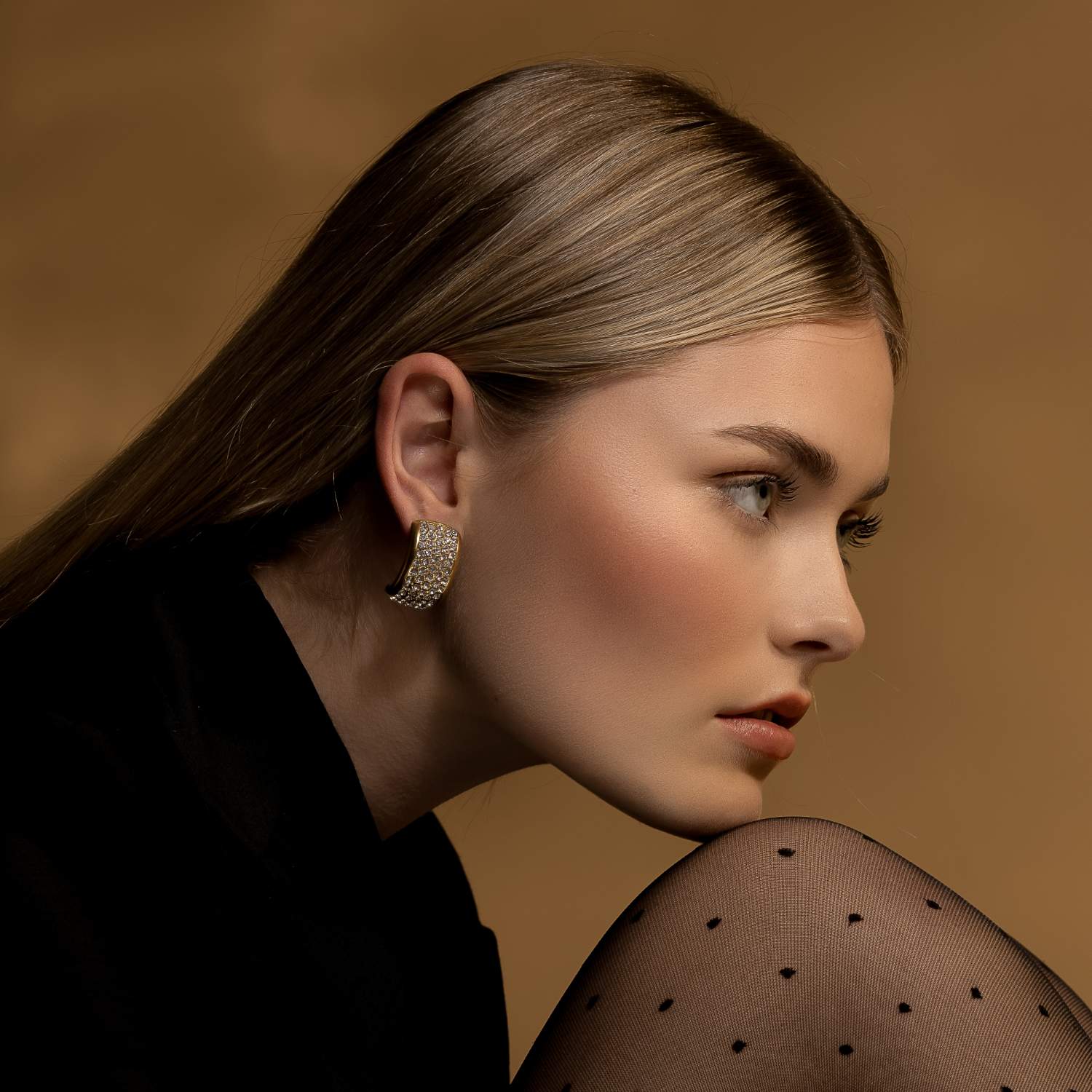 Silk & Steel Jewellery Gold-Plated Diva Statement Earrings with Clear Cubic Zirconia