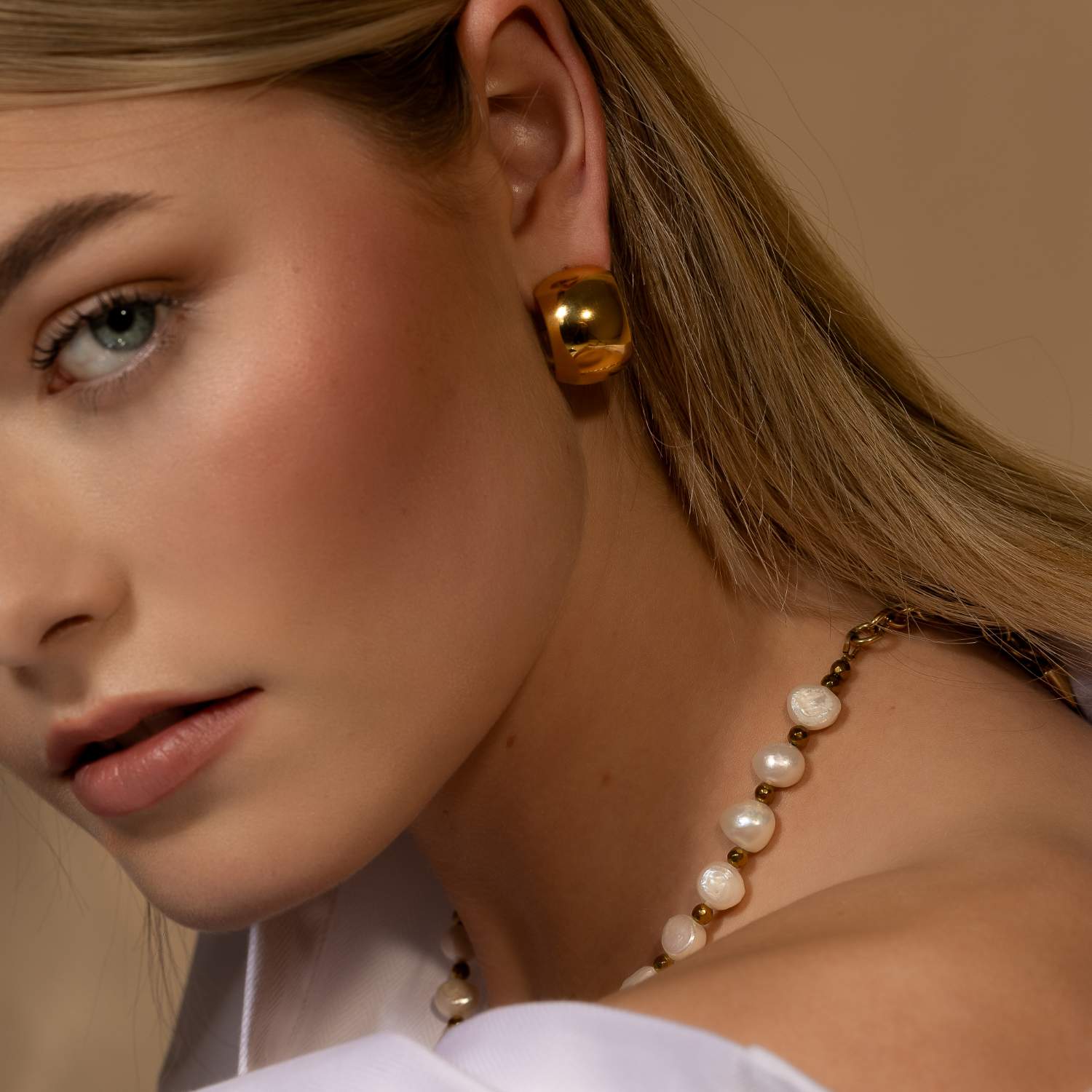 Silk & Steel Jewellery Lumina Necklace Pearl + Gold