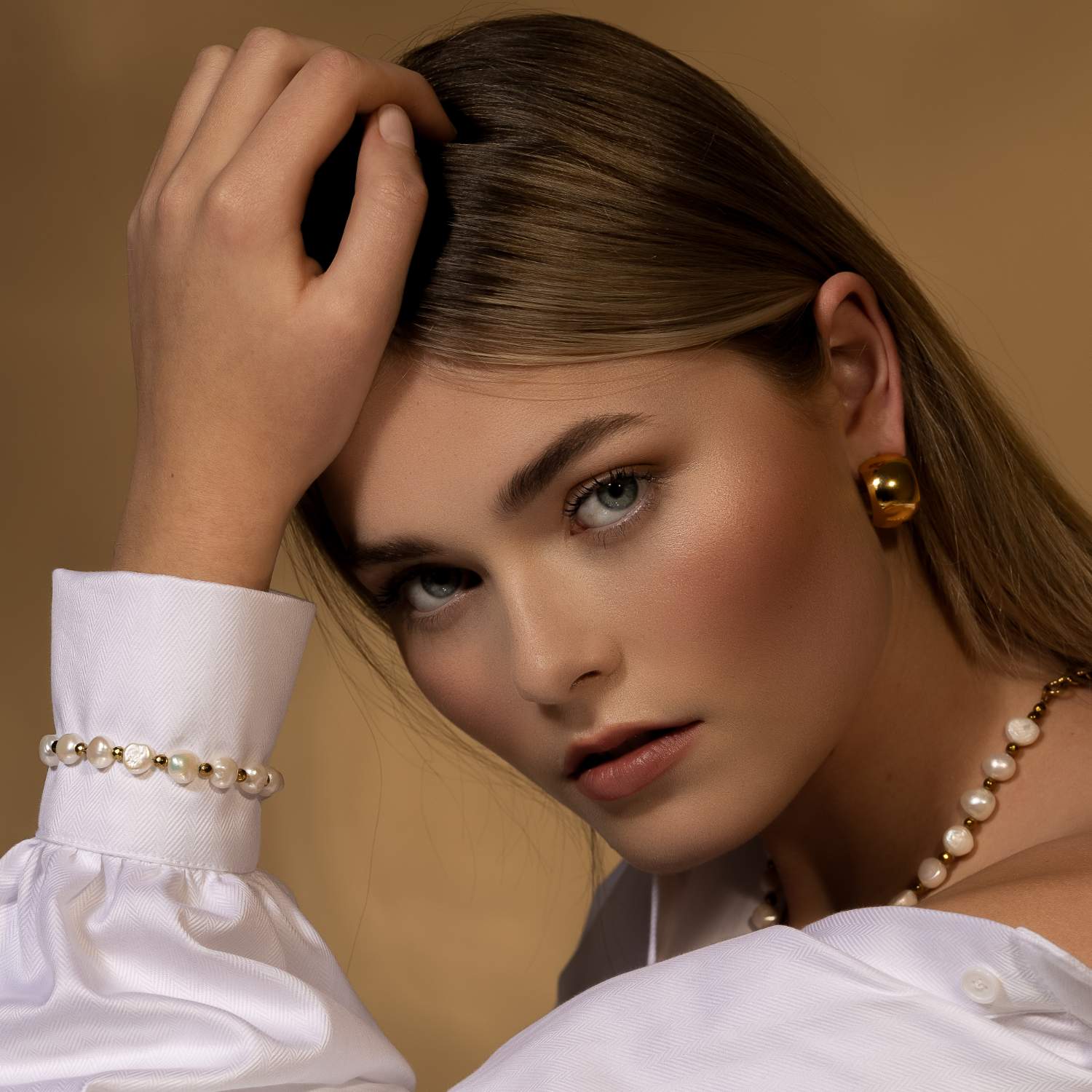 Silk & Steel Jewellery Lumina Bracelet Pearl + Silver