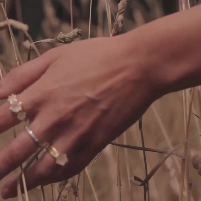 Ribbed Textured Stacker Ring in rhodium-plated sterling silver