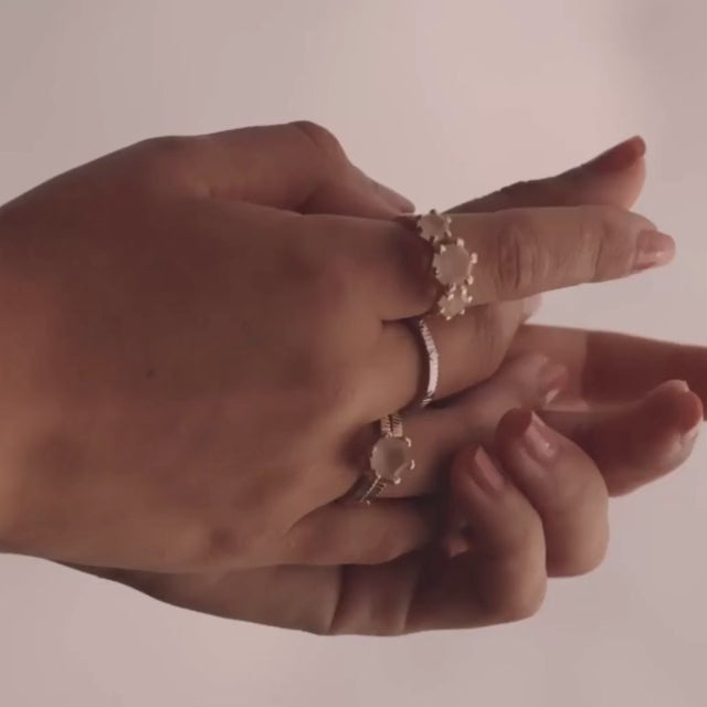 Trinity Ring Rose Quartz + Gold