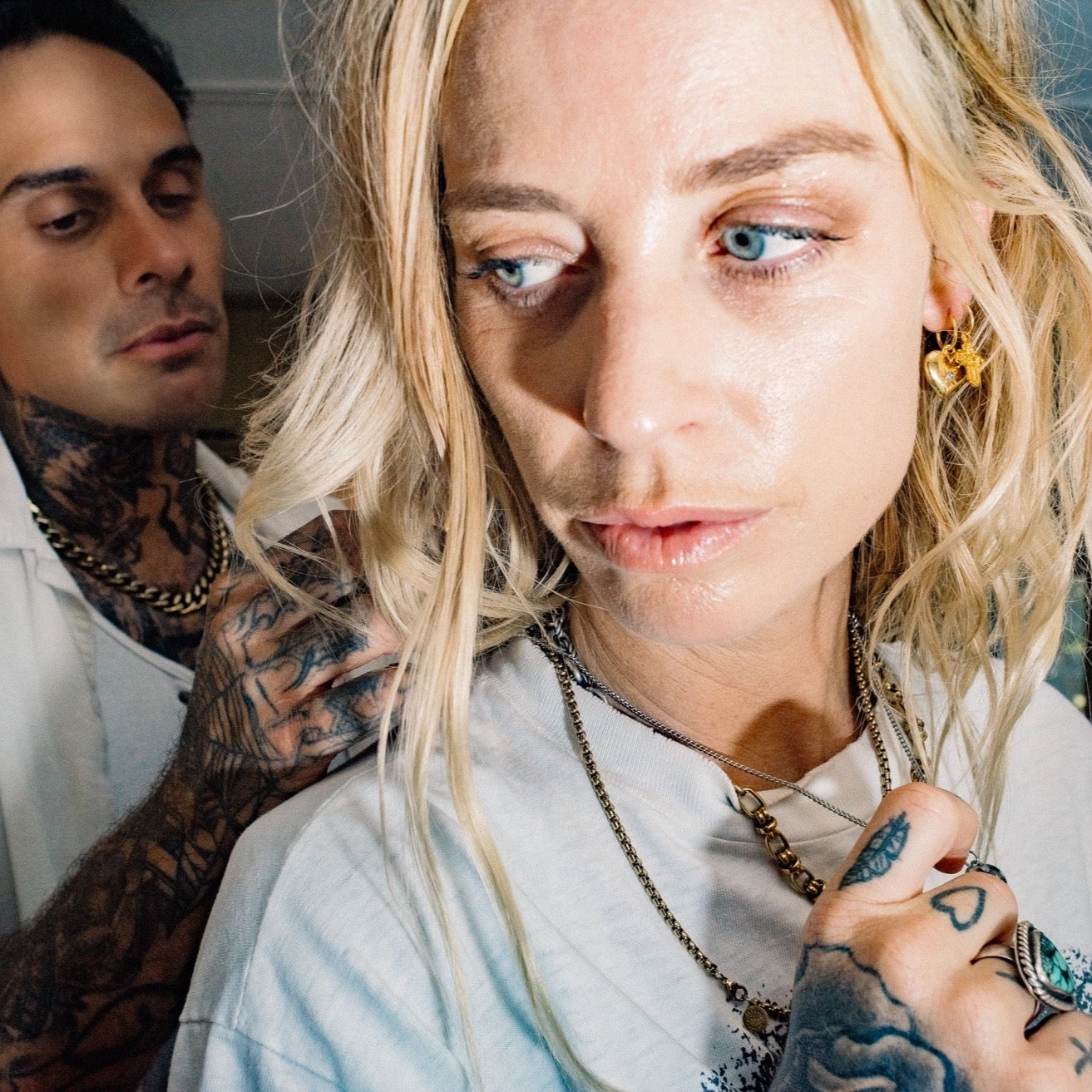 Silk & Steel x Gin Wigmore Superstition Club Cross My Heart - Gold Hoop Earrings