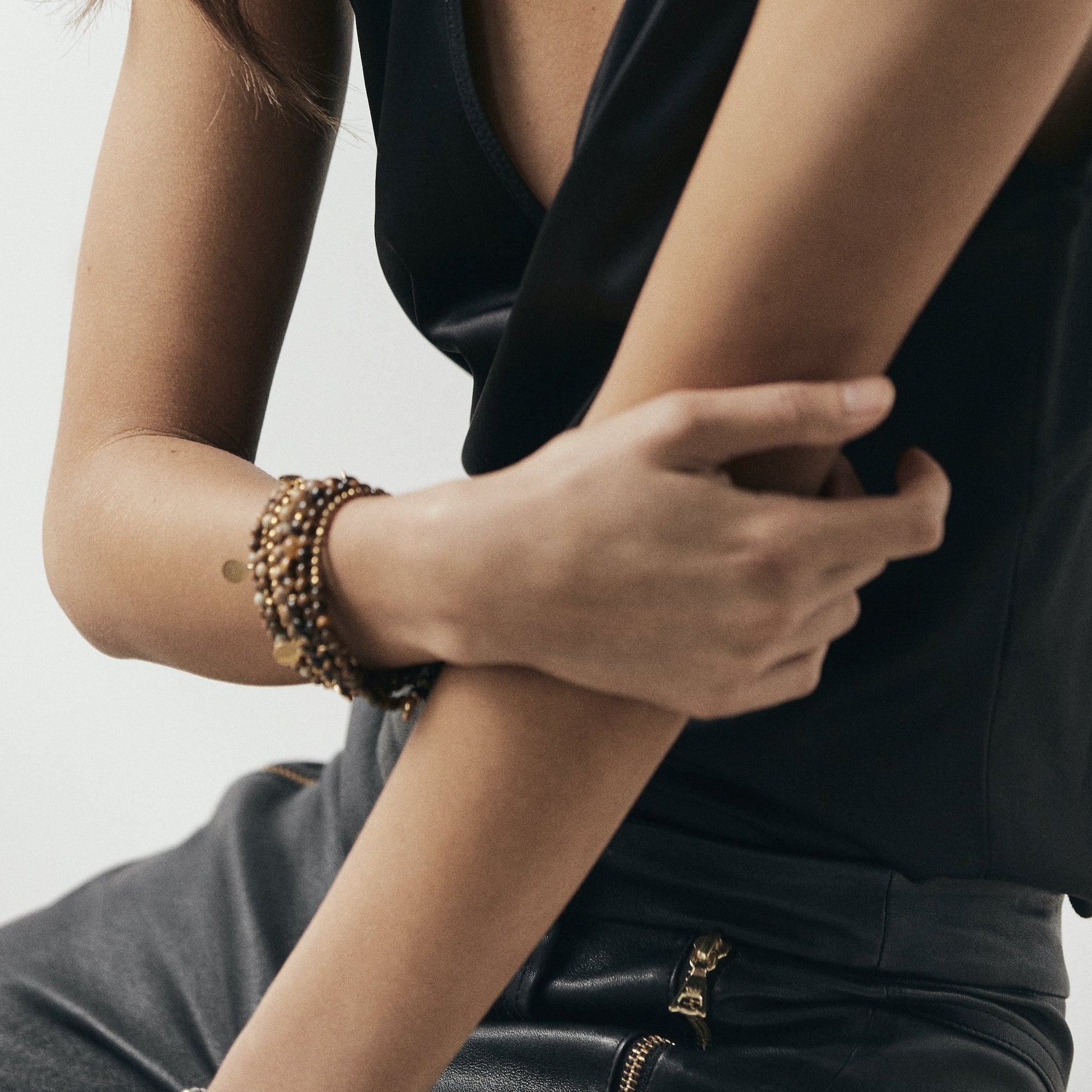 Silk & Steel Sequence Bracelet Picture Jasper and Gold Hematite