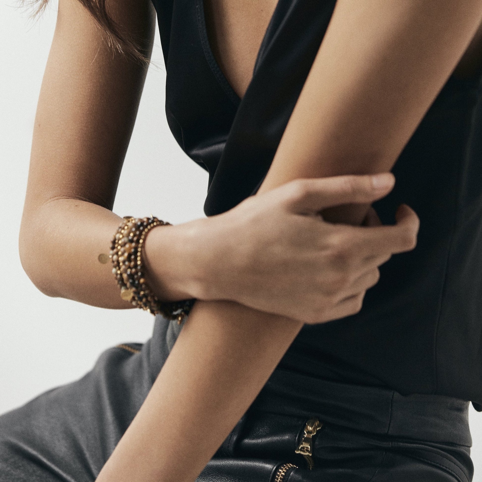 Silk & Steel Jewellery All For One Gemstone Bracelet Picture Jasper Gold