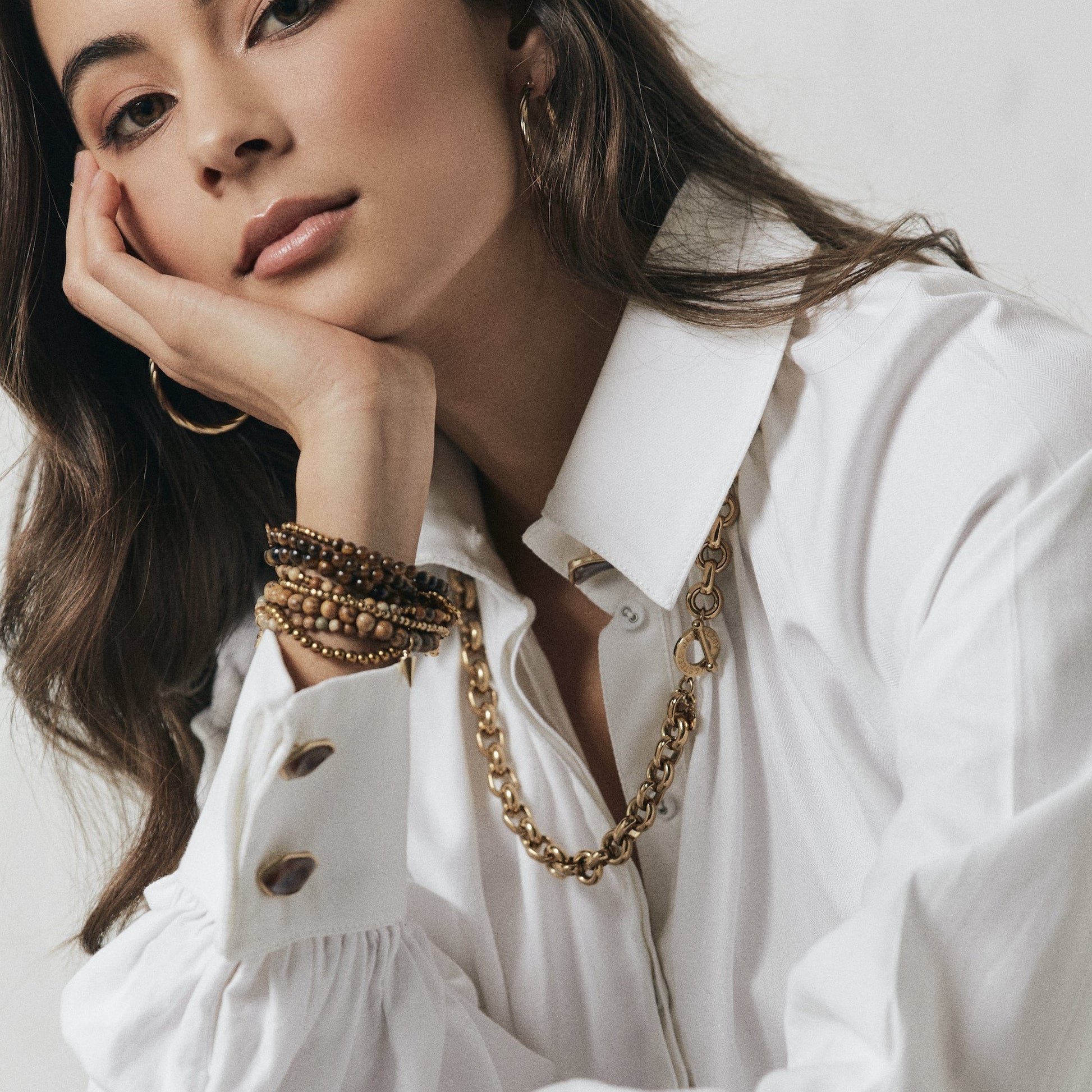 Silk & Steel Sequence Bracelet Picture Jasper and Gold Hematite