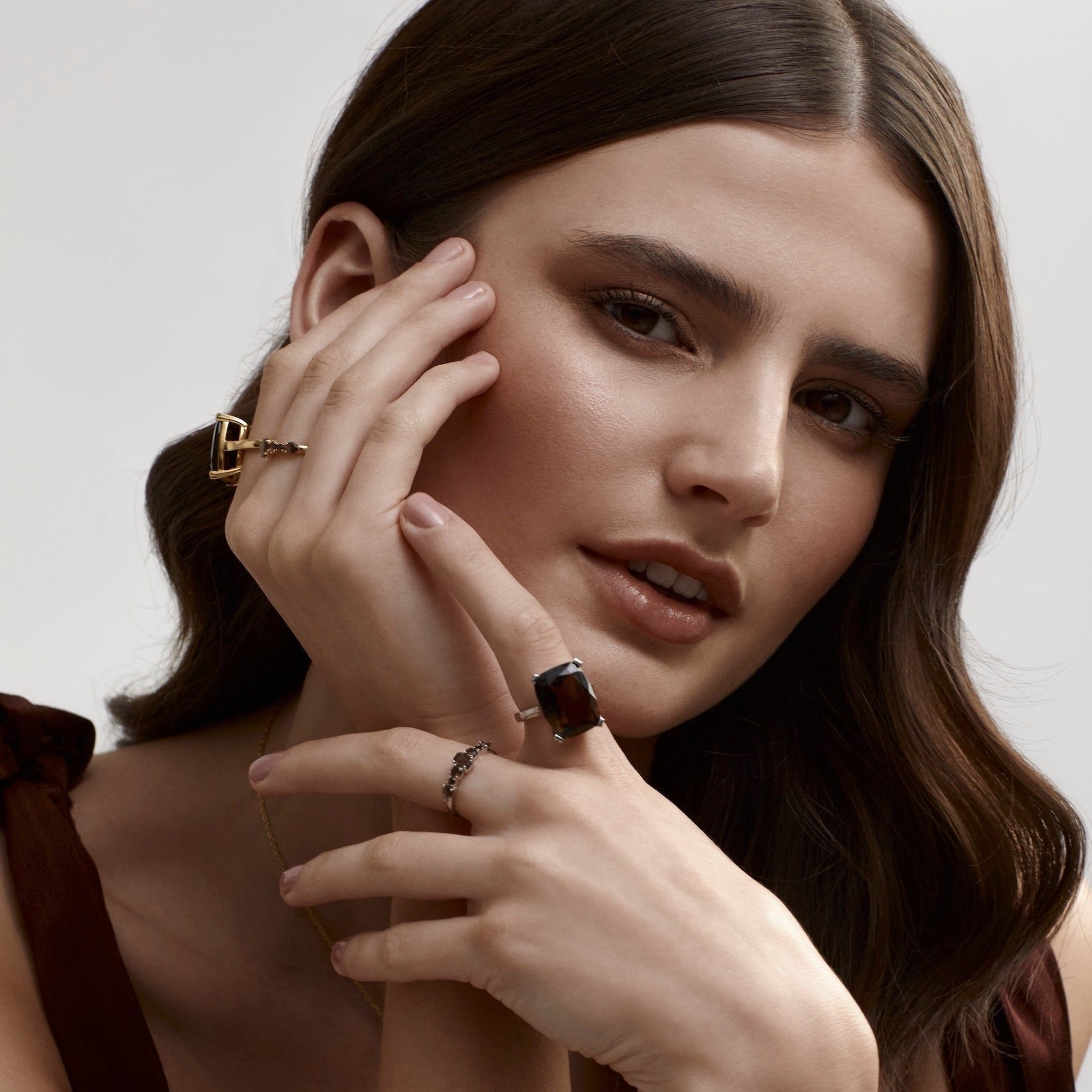 Silk & Steel Jewellery Goddess Ring Smokey Quartz + Silver