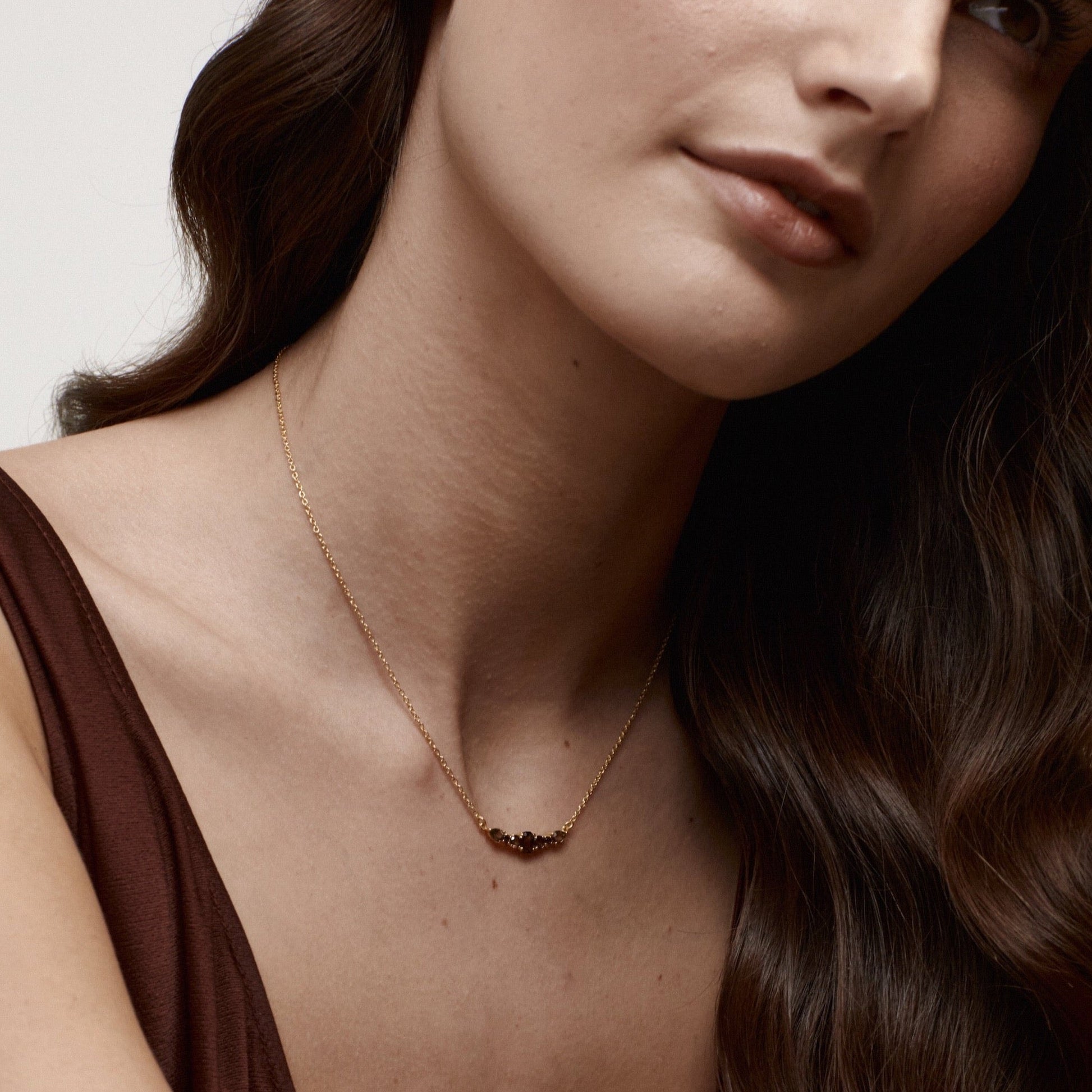 Silk & Steel Jewellery Theia Necklace Smokey Quartz + Silver