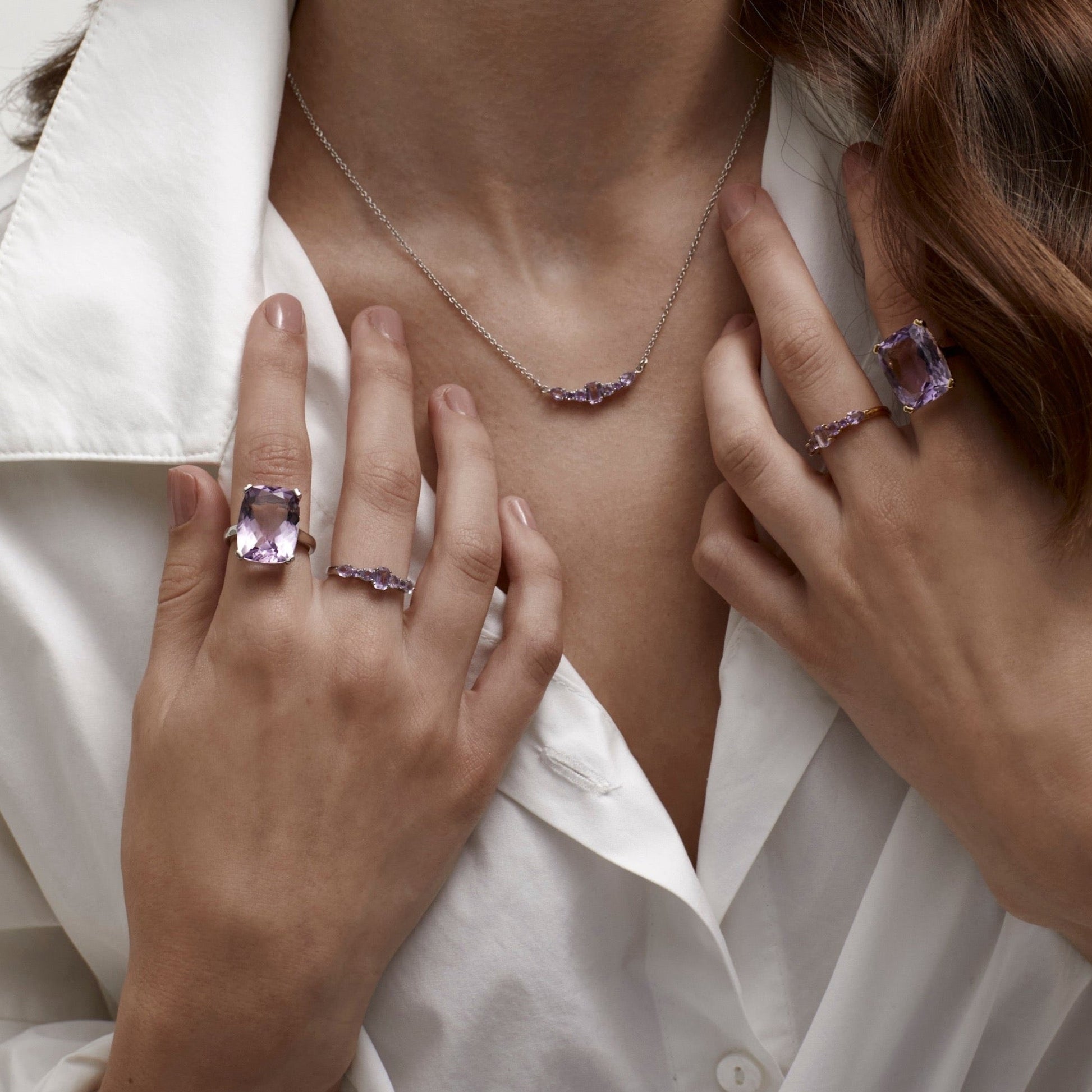 Silk & Steel Jewellery Goddess Ring Brazilian Amethyst + Gold