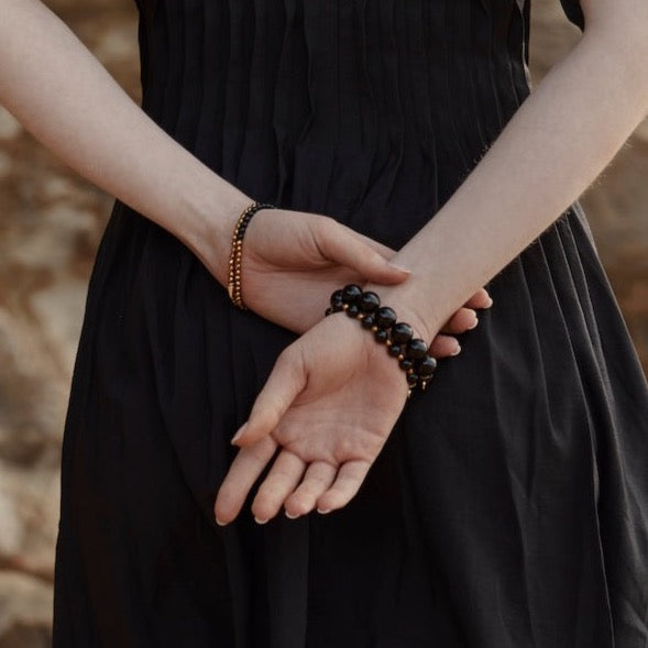 Silk & Steel Jewellery Aurora Bracelet Black Onyx + Silver