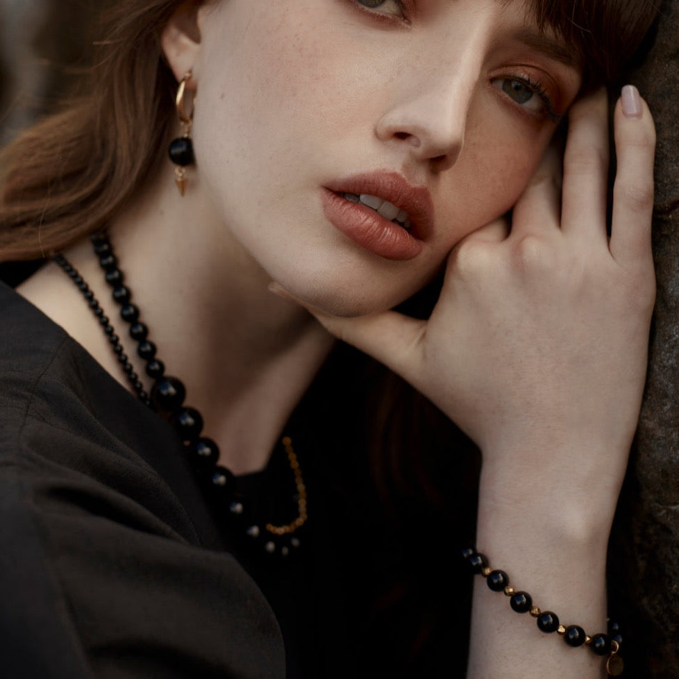 Silk & Steel Jewellery Aurora Bracelet Black Onyx + Silver