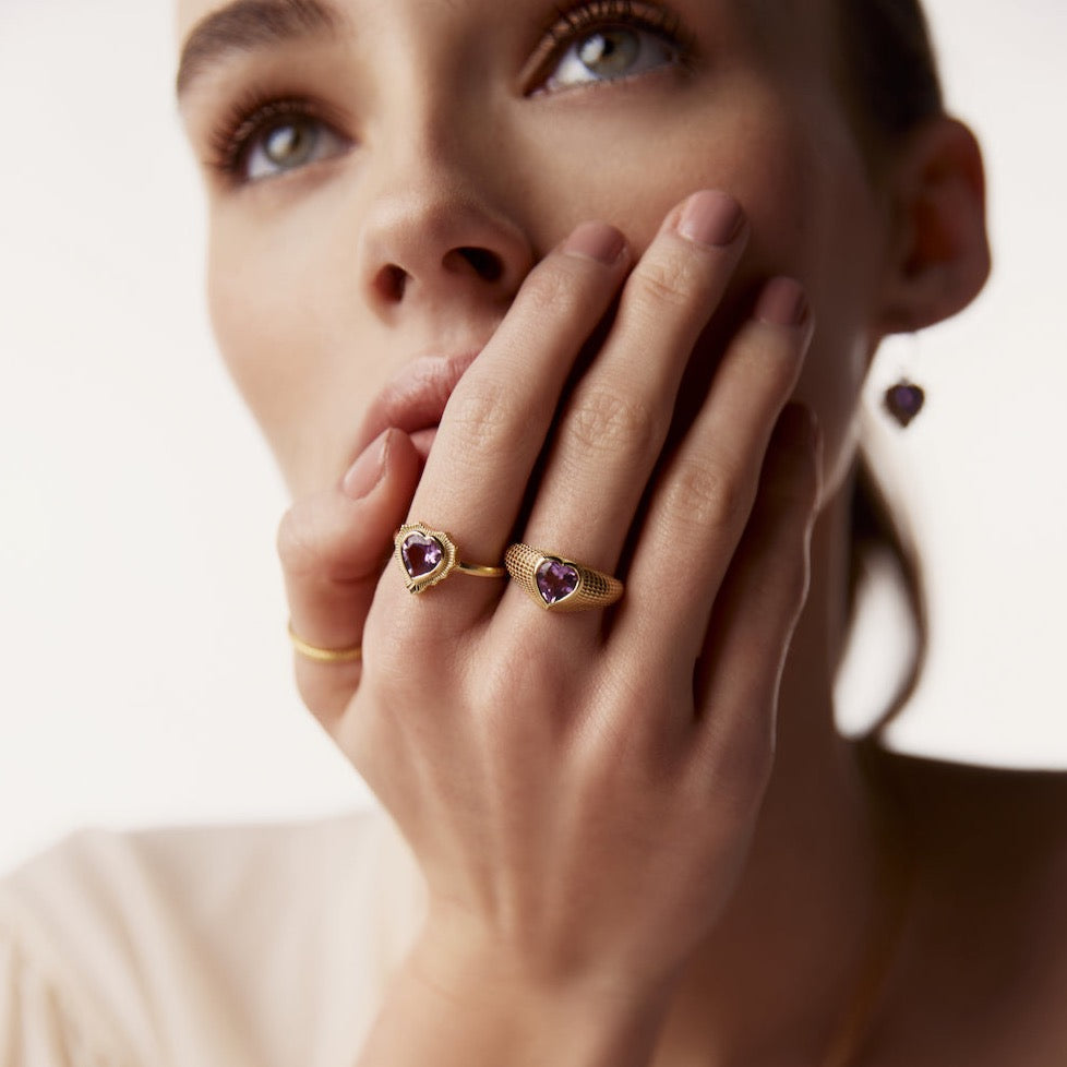 Silk & Steel Jewellery Amour Ring Brazilian Amethyst + Silver