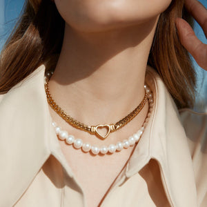 Silk & Steel Jewellery Perla Necklace Pearl + Silver