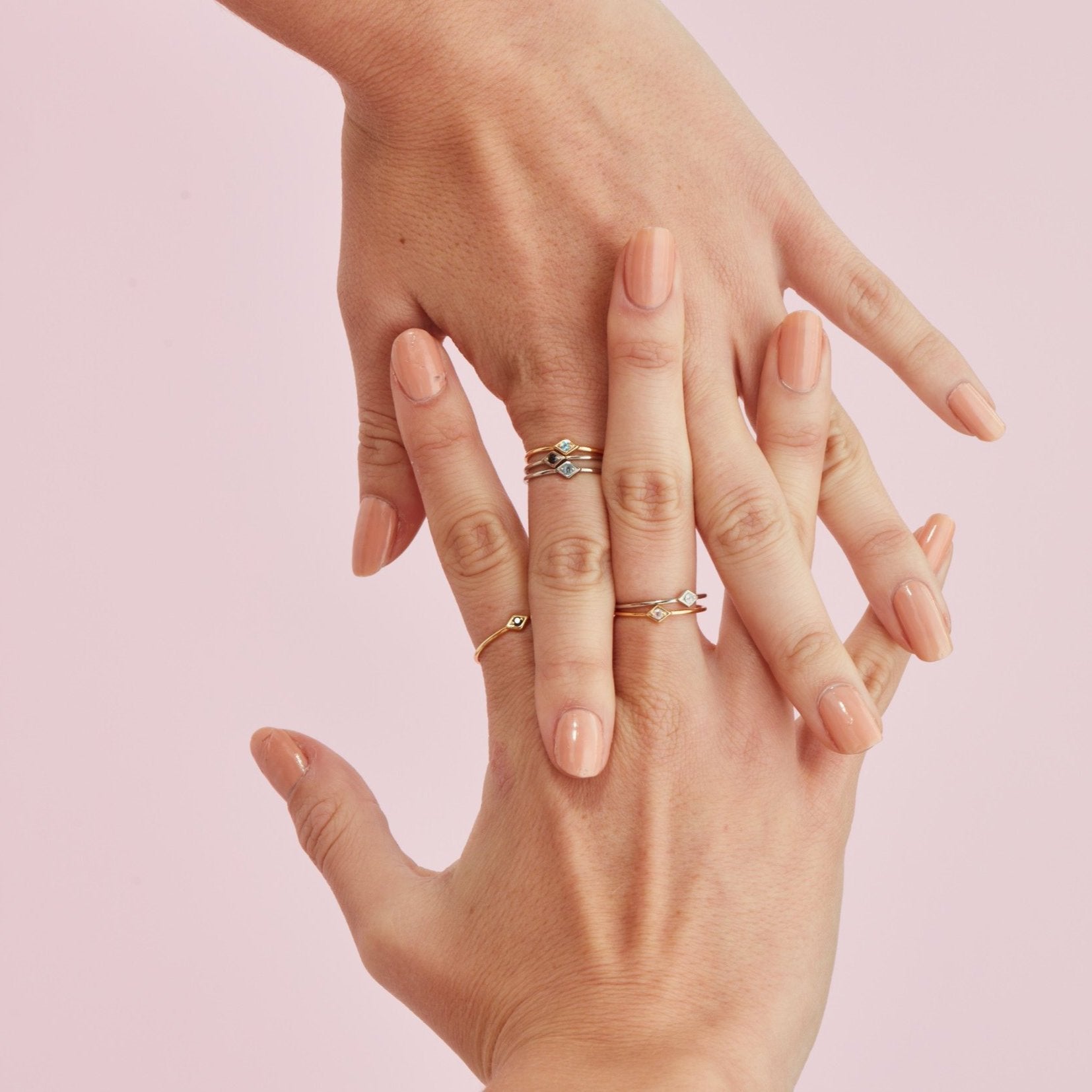 Silk & Steel Jewellery Superfine Keepsake Ring Rose Quartz + Gold
