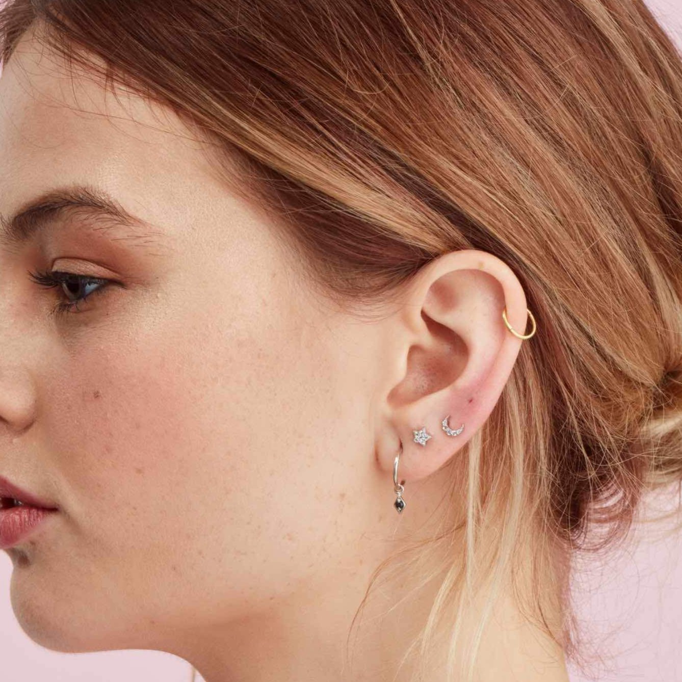 Silk & Steel Jewellery Superfine Celestial Star and Moon White Topaz Earrings