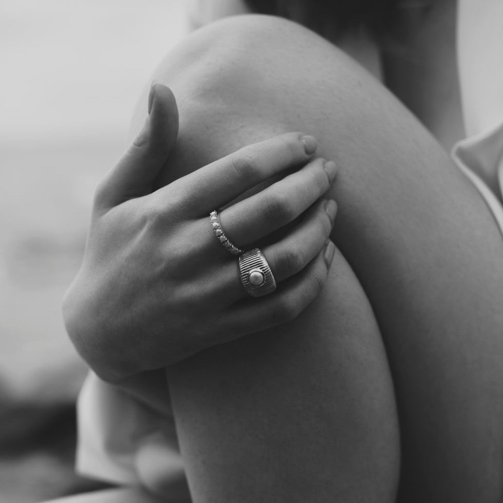 Silk & Steel Jewellery Nautica Ring Pearl + Silver