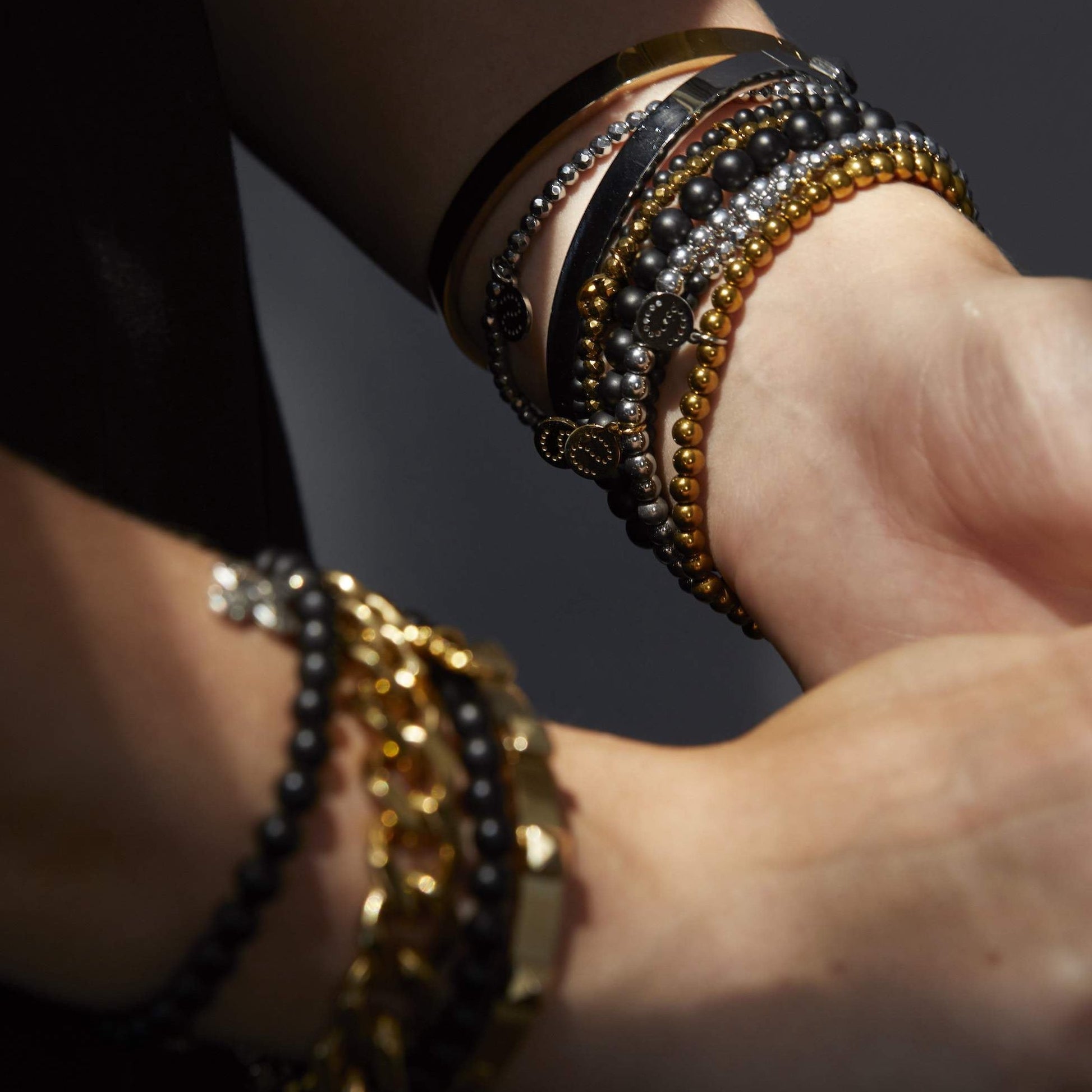 Silk & Steel - All for One bracelet black onyx silver spike