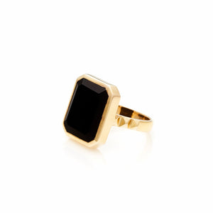 Silk & Steel Jewellery Athena Ring Black Onyx + Gold