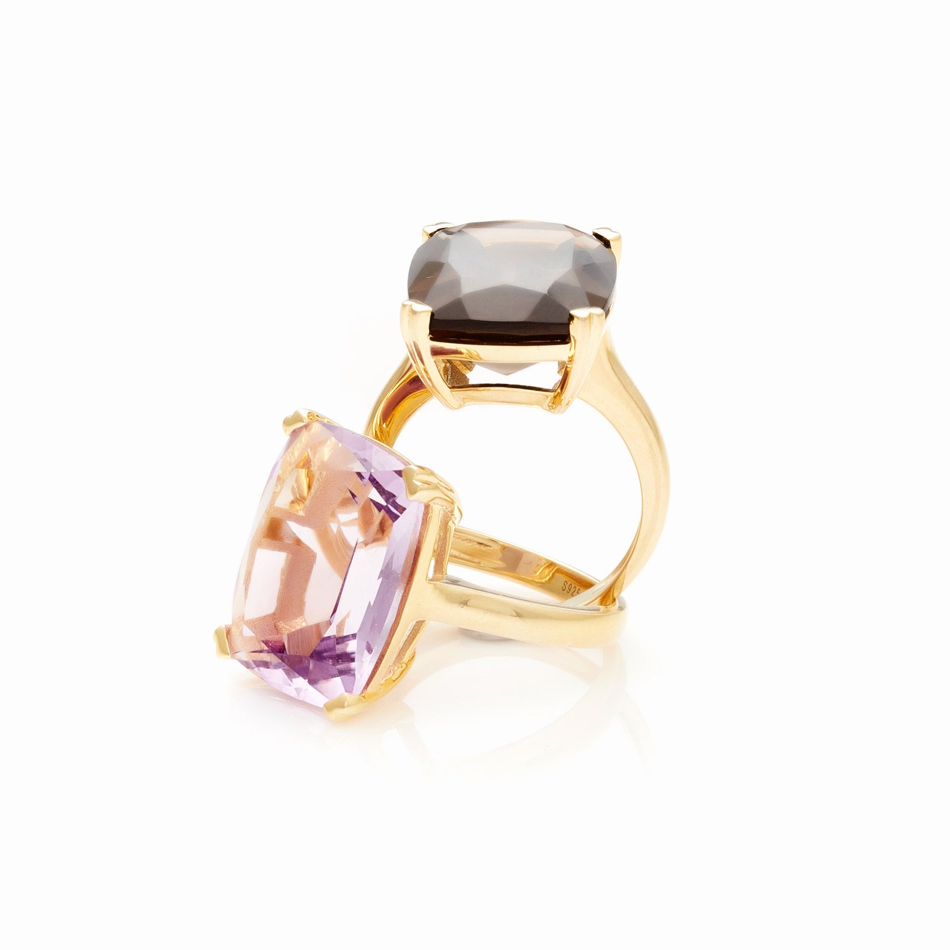 Silk & Steel Jewellery Goddess Ring Smokey Quartz + Gold