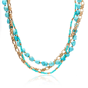 Silk & Steel Jewellery Sequence Necklace Turquoise + Silver