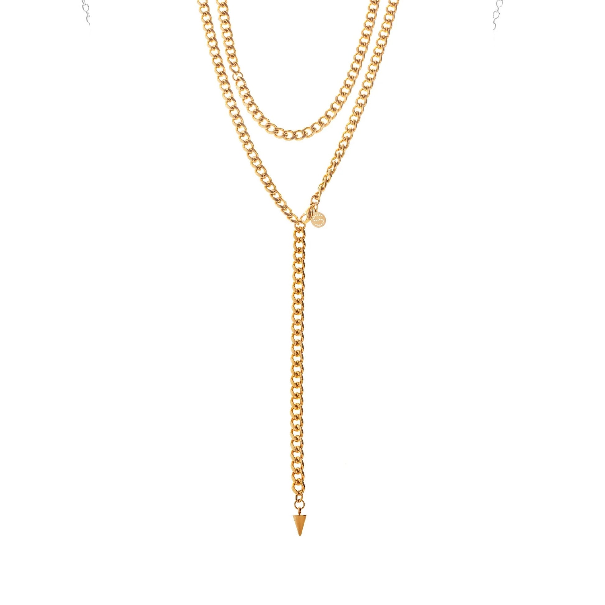Silk & Steel Jewellery Assigned To Danger necklace gold stainless steel curb chain