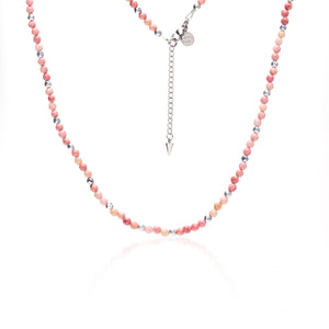 Silk & Steel Jewellery Sequence Necklace Rhodochrosite + Silver
