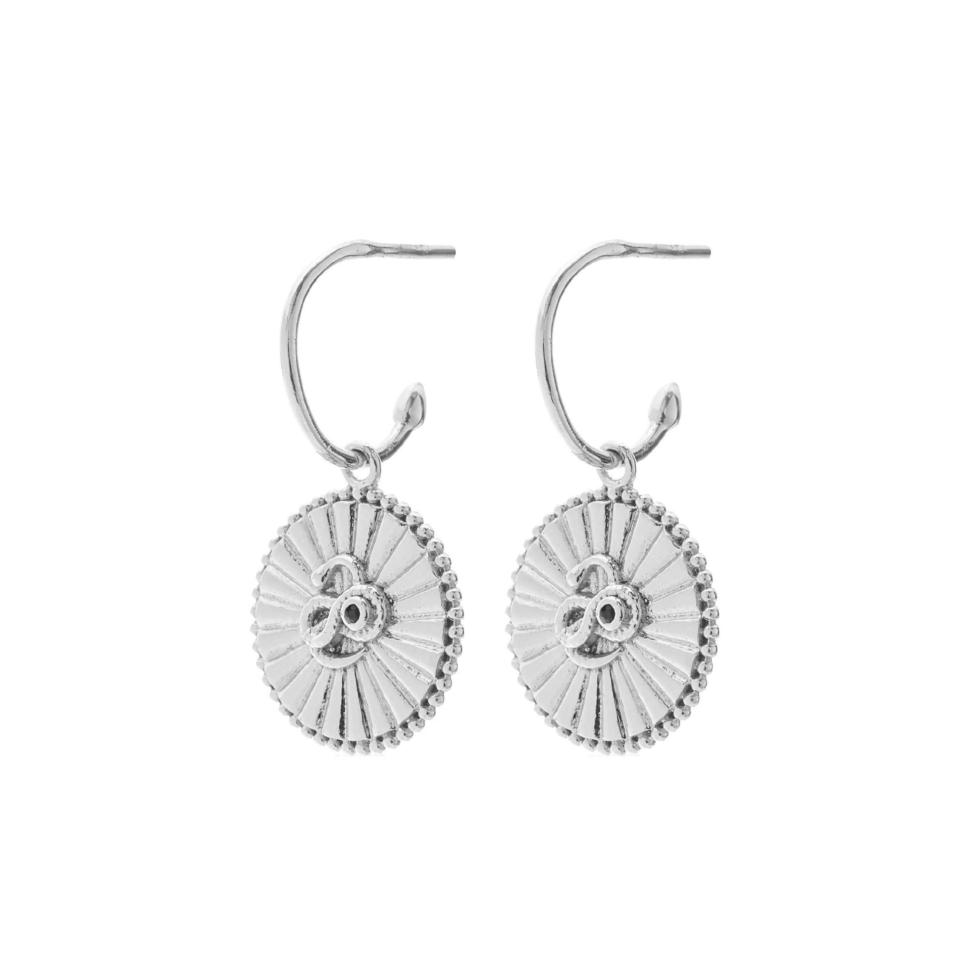 Silk & Steel Jewellery Serpent of Strength Talisman Earrings Silver Black Spinel