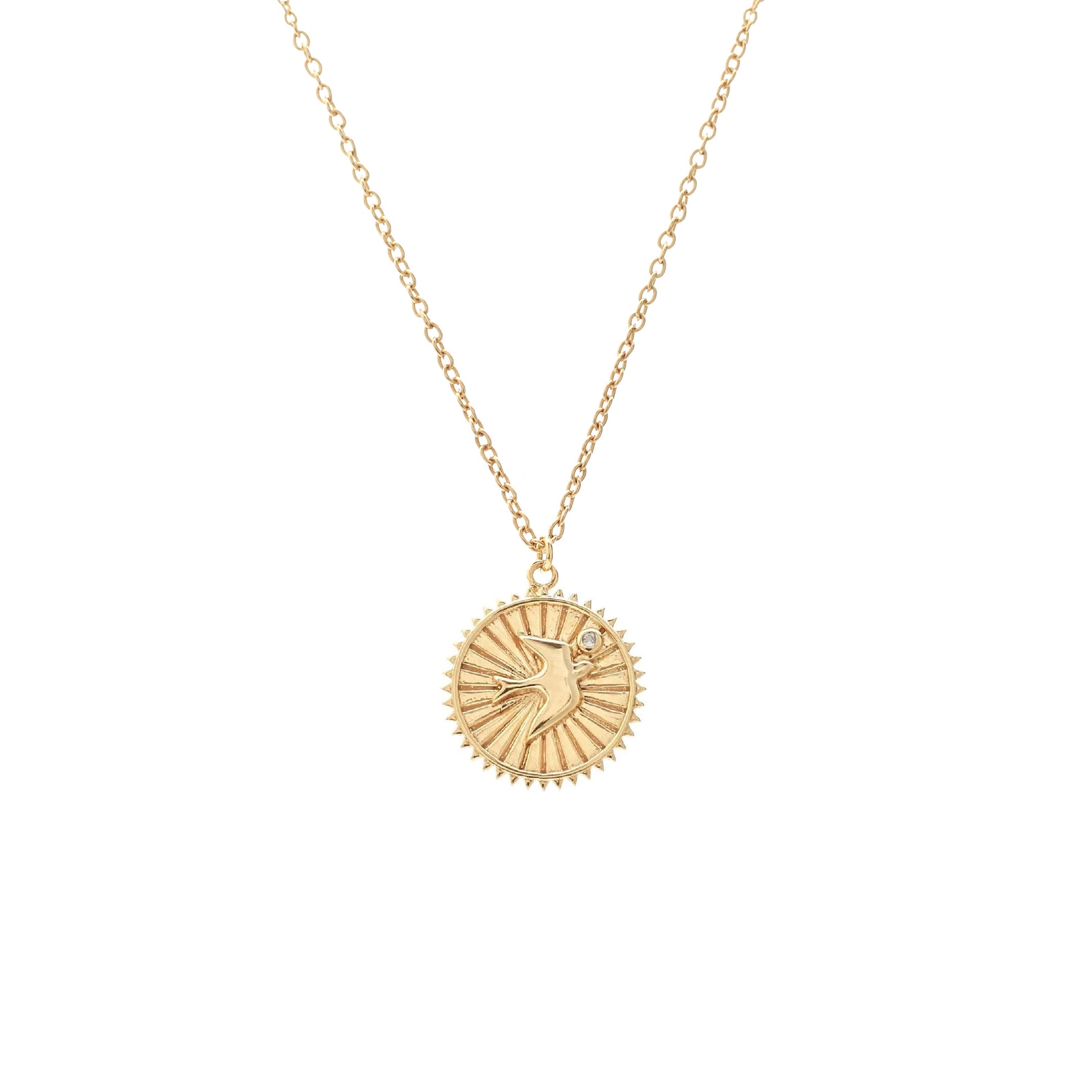 Silk & Steel Jewellery Talisman Swallow of Hope Necklace Gold Aquamarine
