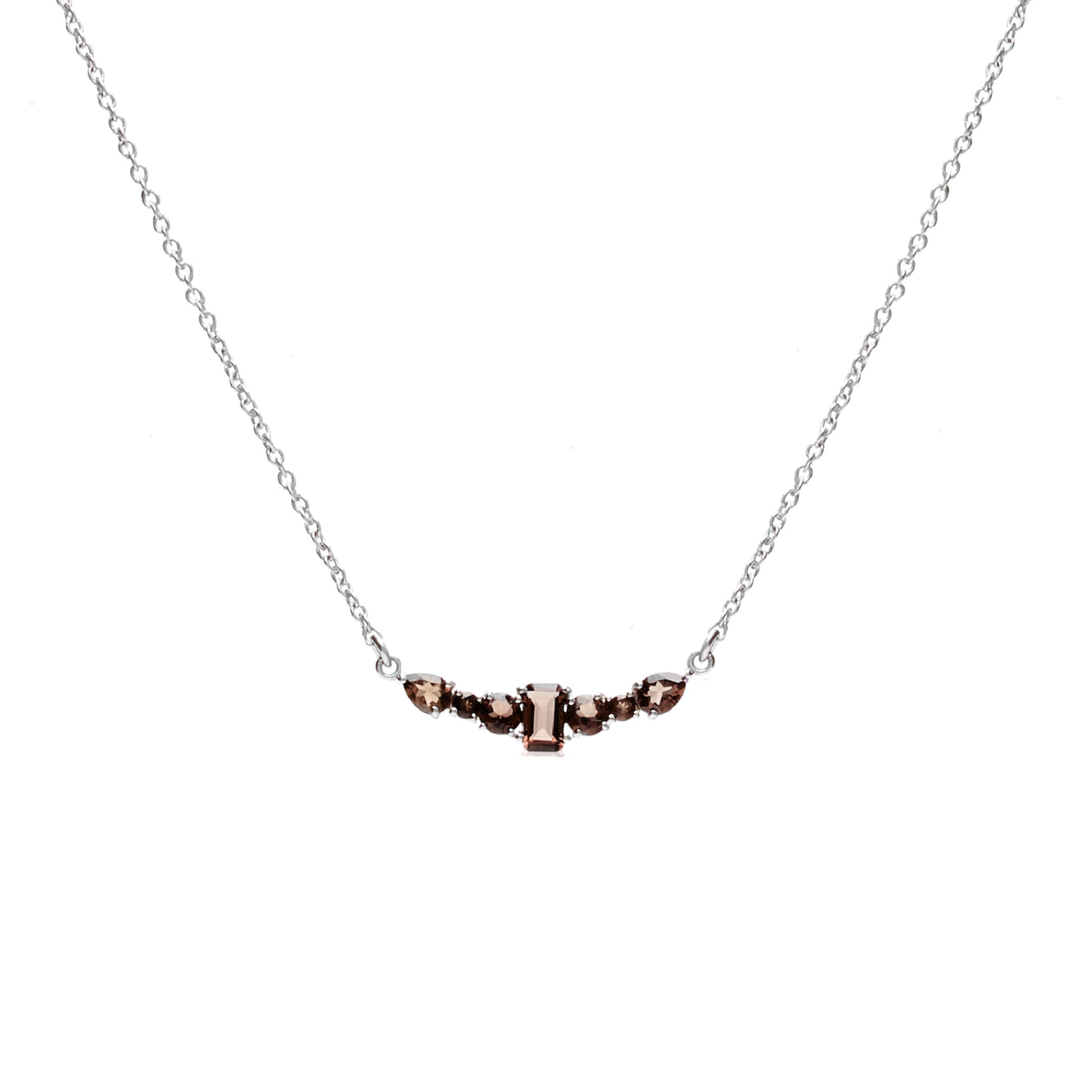 Silk & Steel Jewellery Theia Necklace Smokey Quartz + Silver