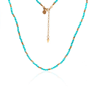 Silk & Steel Jewellery Sequence Necklace Turquoise + Gold