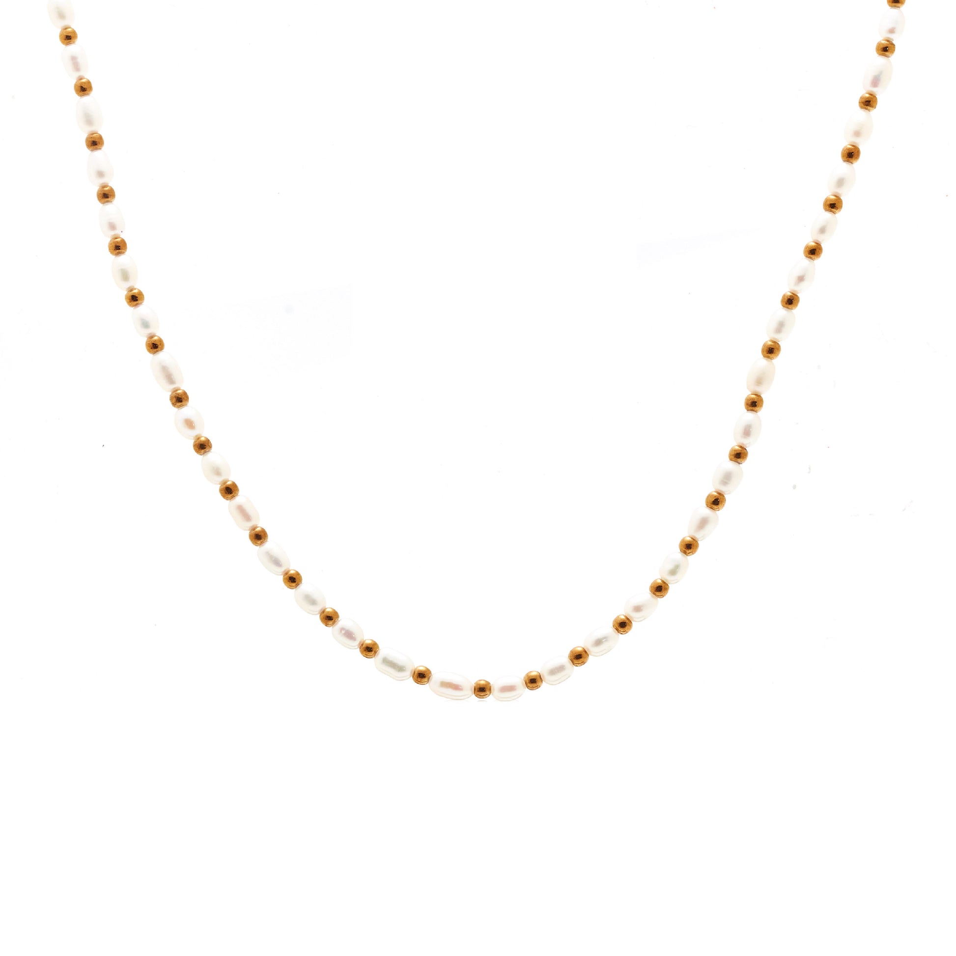 Silk & Steel Jewellery Amalfi Necklace Pearl + Gold