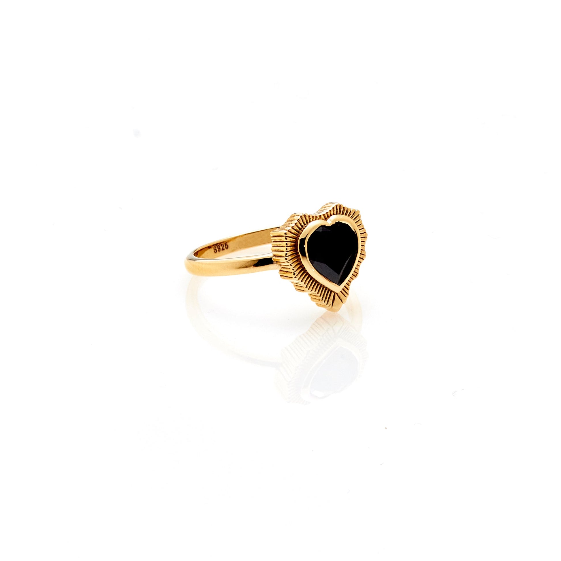 Silk & Steel Jewellery Amour Ring Black Spinel + Gold