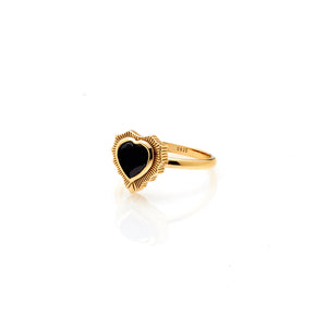 Silk & Steel Jewellery Amour Ring Black Spinel + Gold